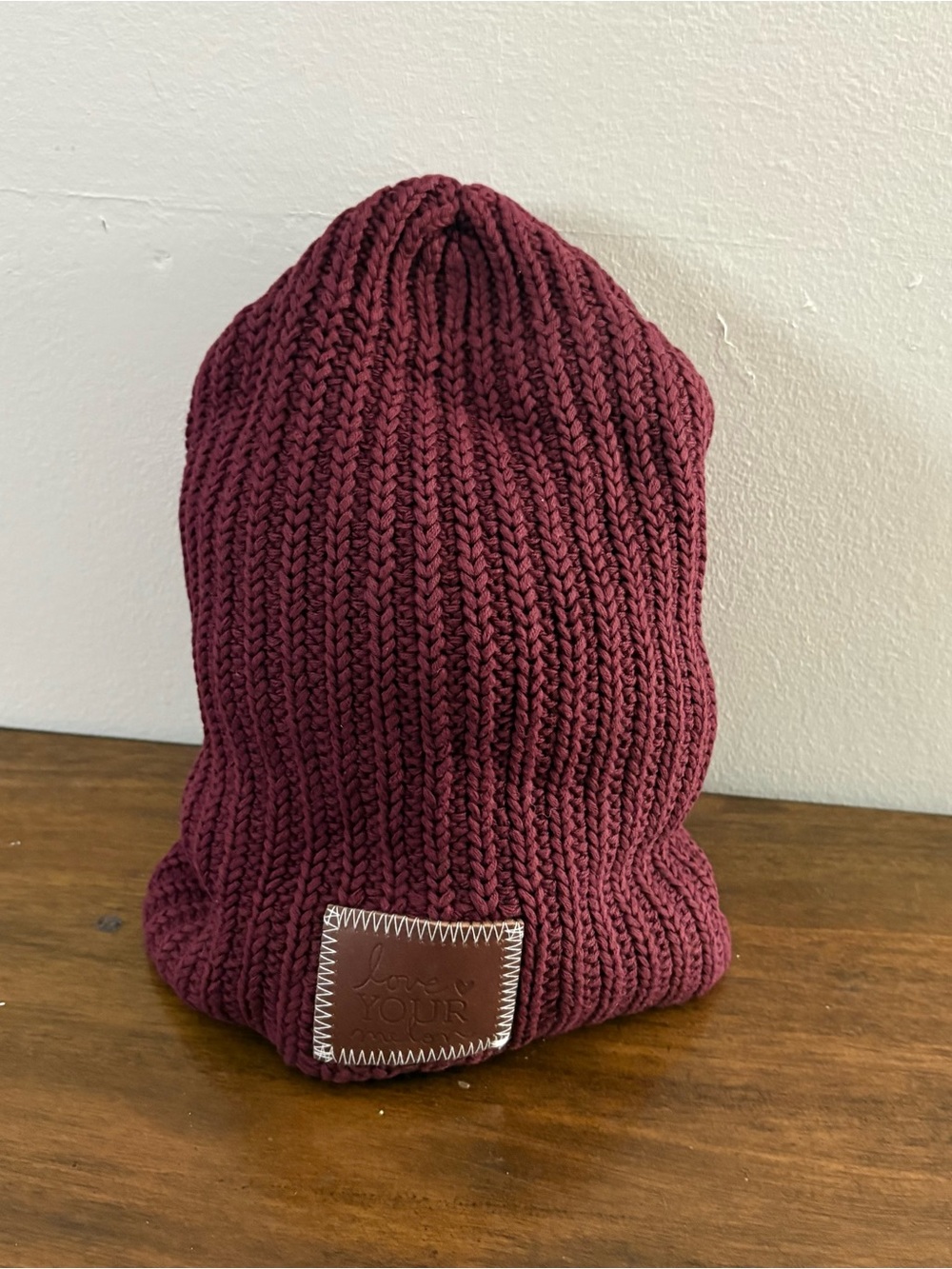 Love Your Melon LYM Burgundy Red Beanie Hat Warm Boho Fall Grunge College